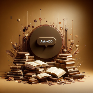 AI generated image of a pile of books, symbolize the academic information that can be accessed via Ask-xDD.