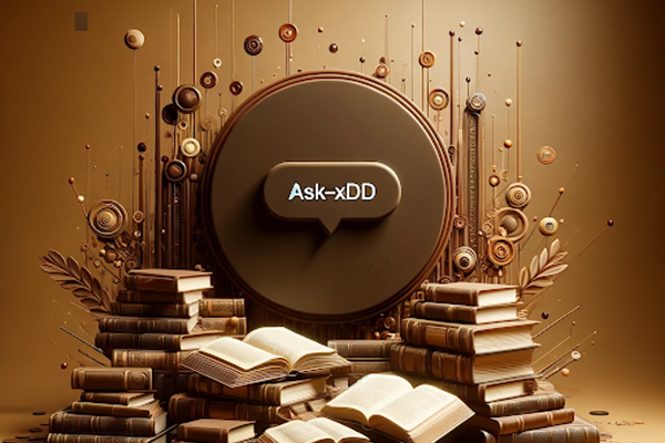 AI generated image of a pile of books, symbolize the academic information that can be accessed via Ask-xDD