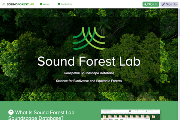 Login page of the Sound Forest Lab Soundscape database.