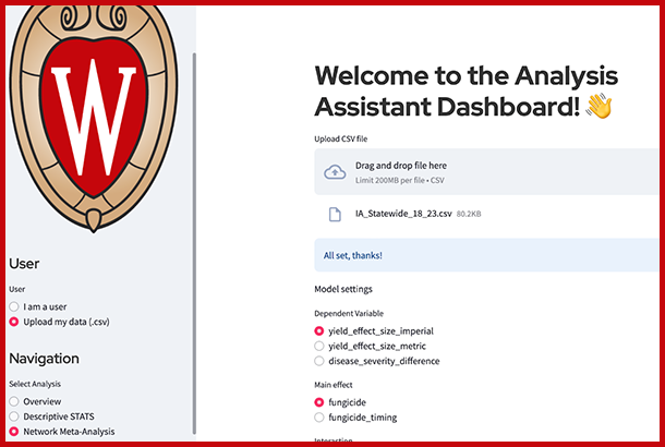 Screen shot of the Analysis Assistant Dashboard