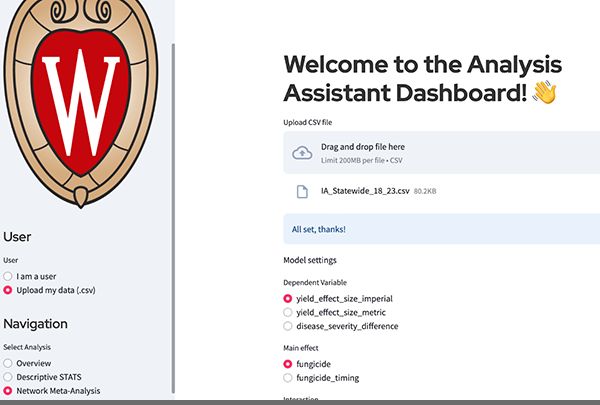 Screen shot of the Analysis Assistant Dashboard