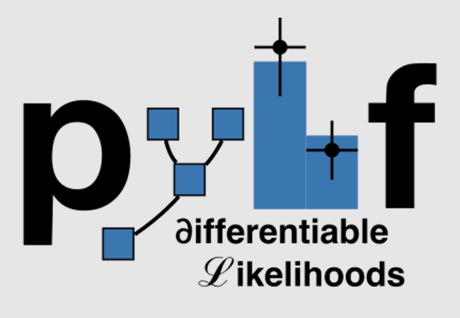 Pyhf logo with the words "differentiable likelihoods"